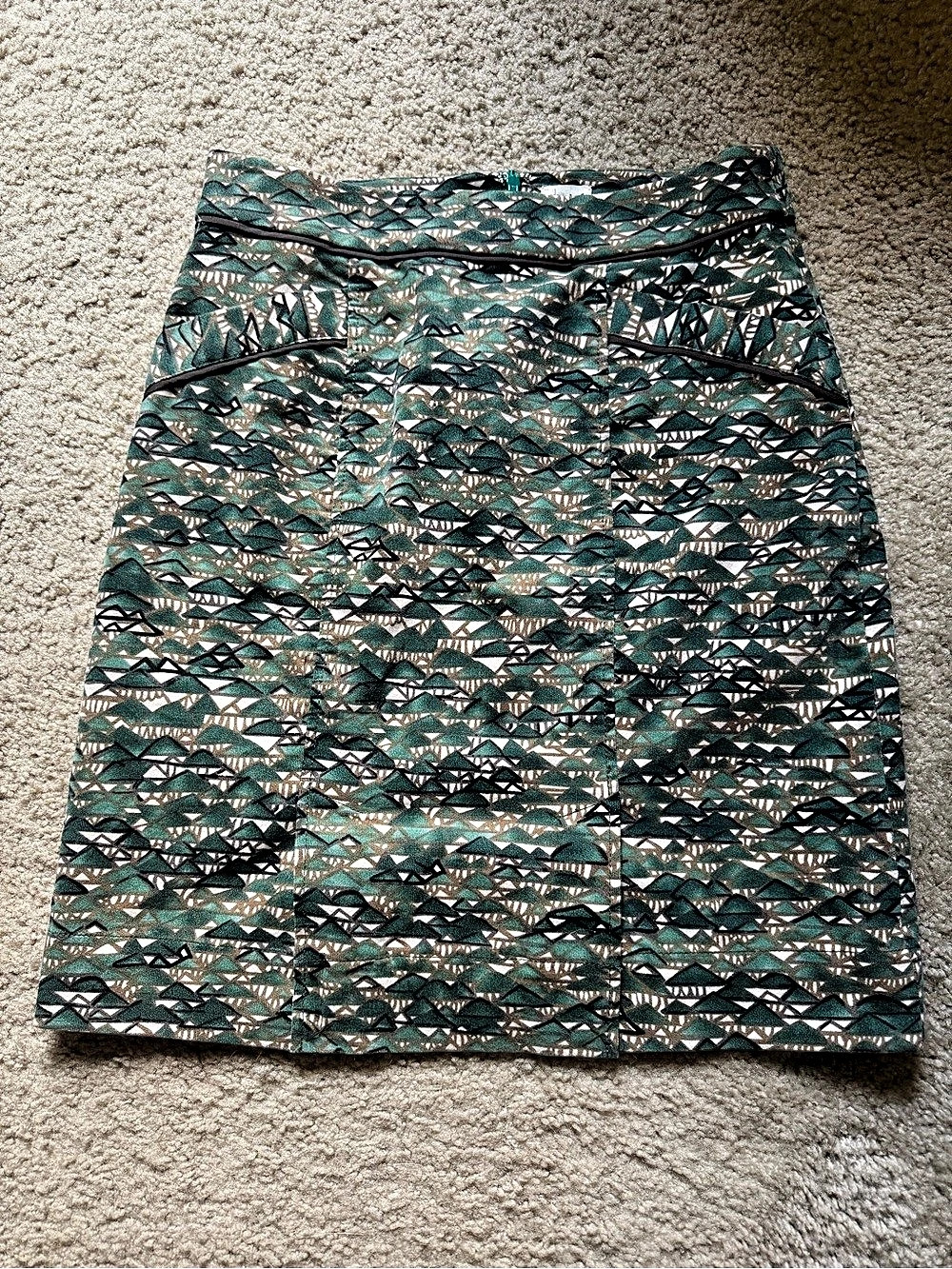 Anthropologie Geometric Mini Skirt in Green & Brown